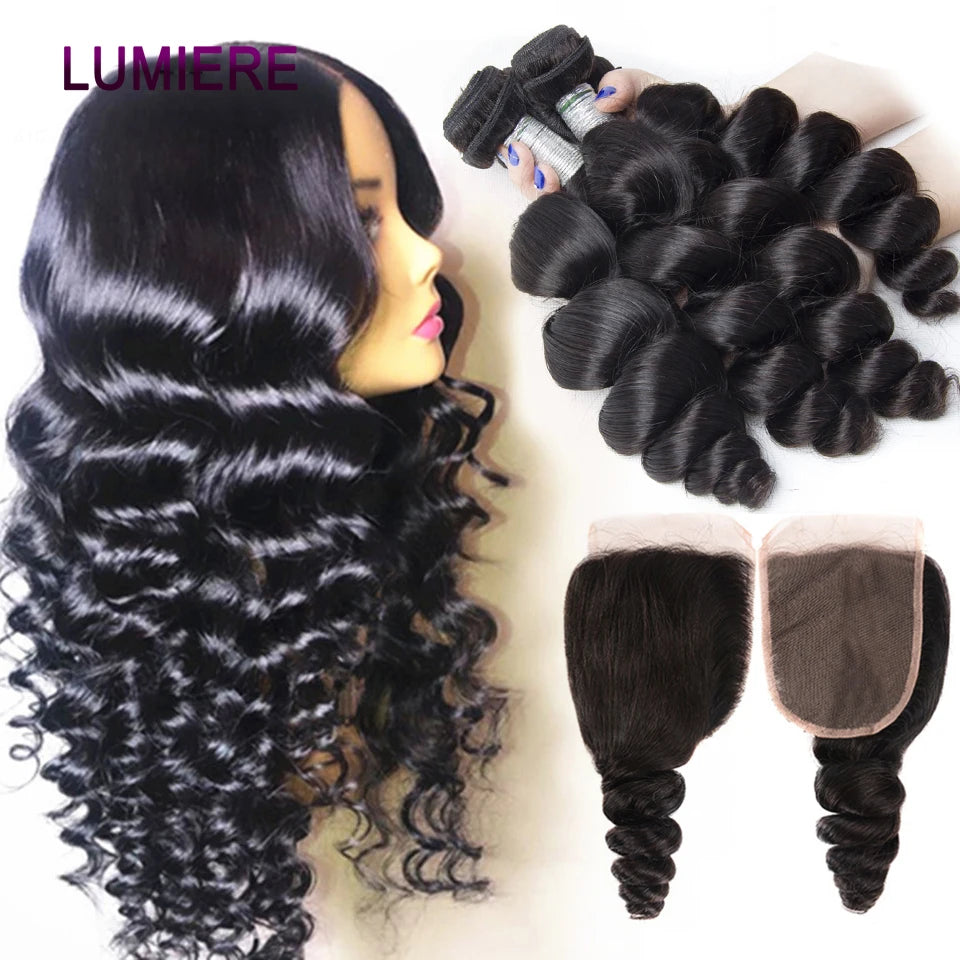 Loose Deep Wave Human Hair Bundles With 5x5 6x6 HD Lace Closure Frontal With Bundles Virgin Raw Hair Weave Hair Extension 8-40"