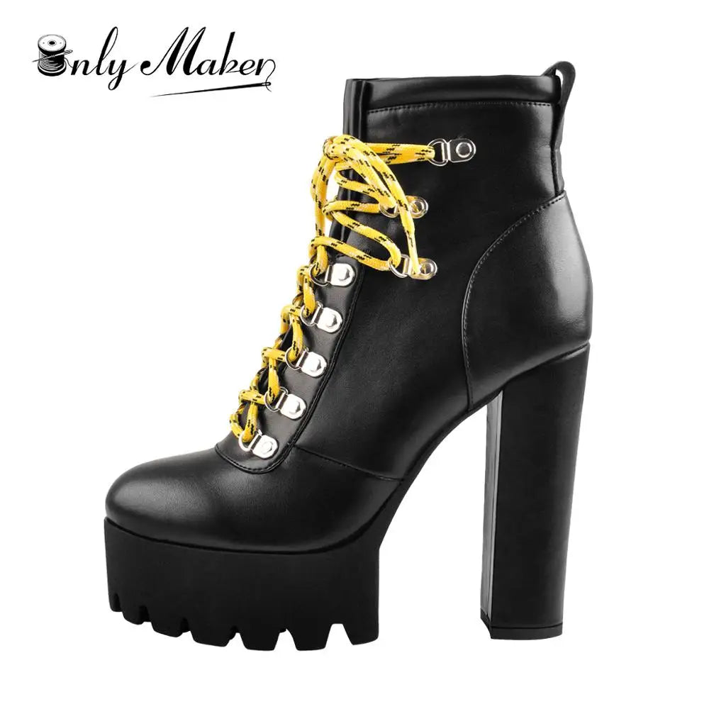 Platform Lace Up Ankle Boots