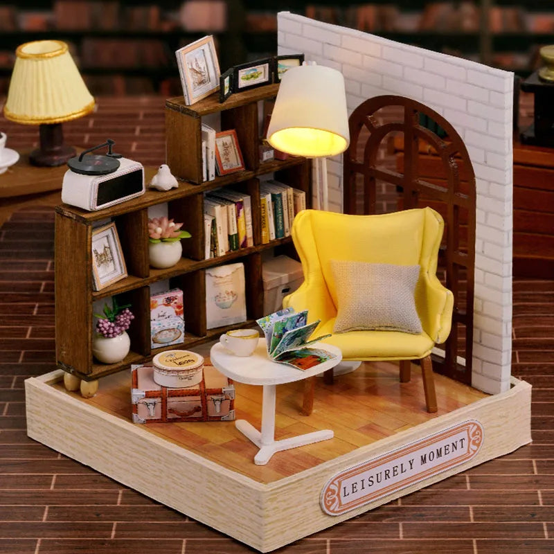 Kids Wooden Miniature Dollhouses Kit