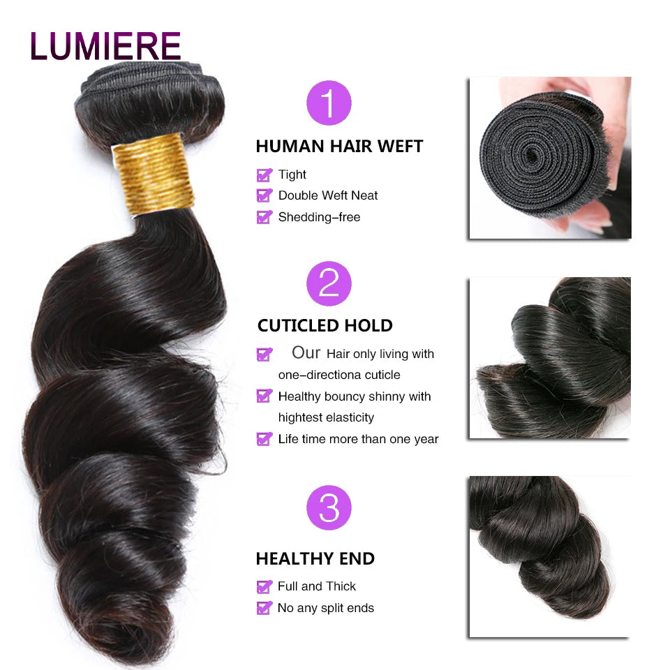 Loose Deep Wave Human Hair Bundles With 5x5 6x6 HD Lace Closure Frontal With Bundles Virgin Raw Hair Weave Hair Extension 8-40"