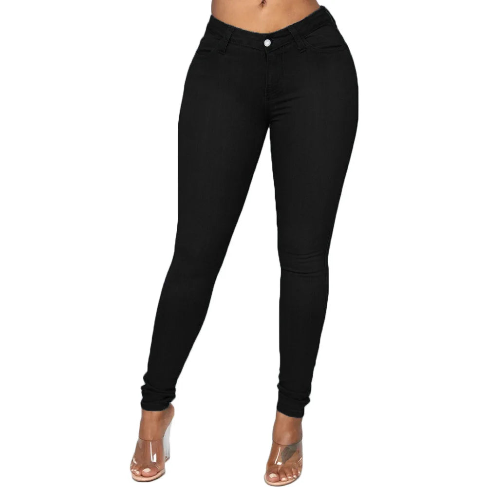 High Waist Stretch Skinny Pencil Jeans