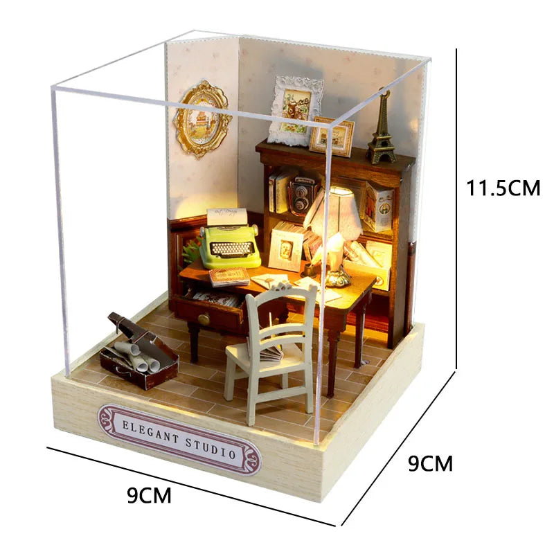 Kids Wooden Miniature Dollhouses Kit