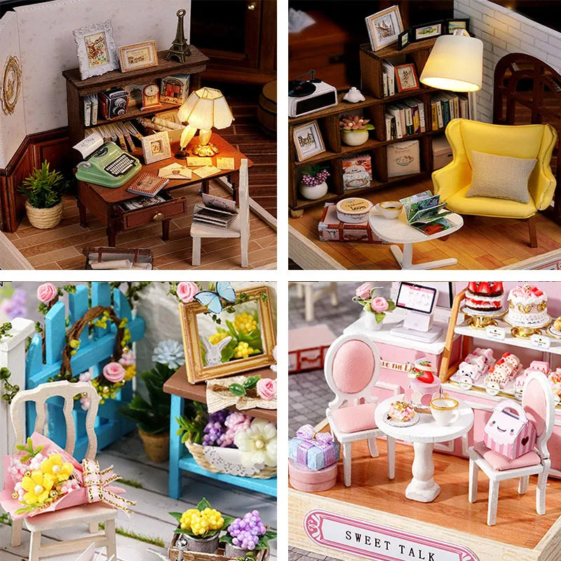 Kids Wooden Miniature Dollhouses Kit