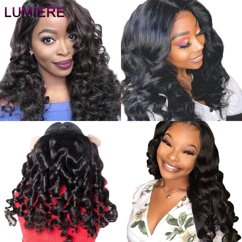 Loose Deep Wave Human Hair Bundles With 5x5 6x6 HD Lace Closure Frontal With Bundles Virgin Raw Hair Weave Hair Extension 8-40"