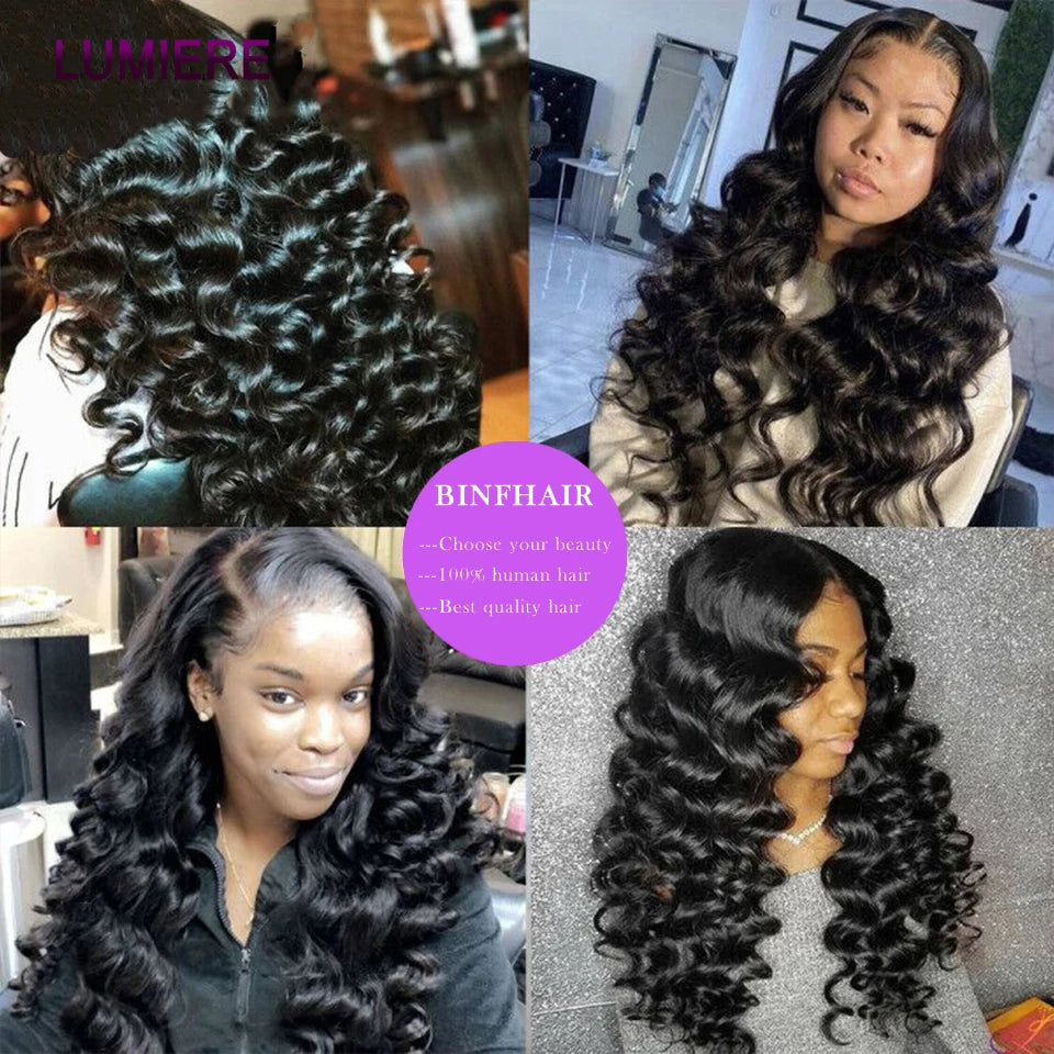 Loose Deep Wave Human Hair Bundles With 5x5 6x6 HD Lace Closure Frontal With Bundles Virgin Raw Hair Weave Hair Extension 8-40"
