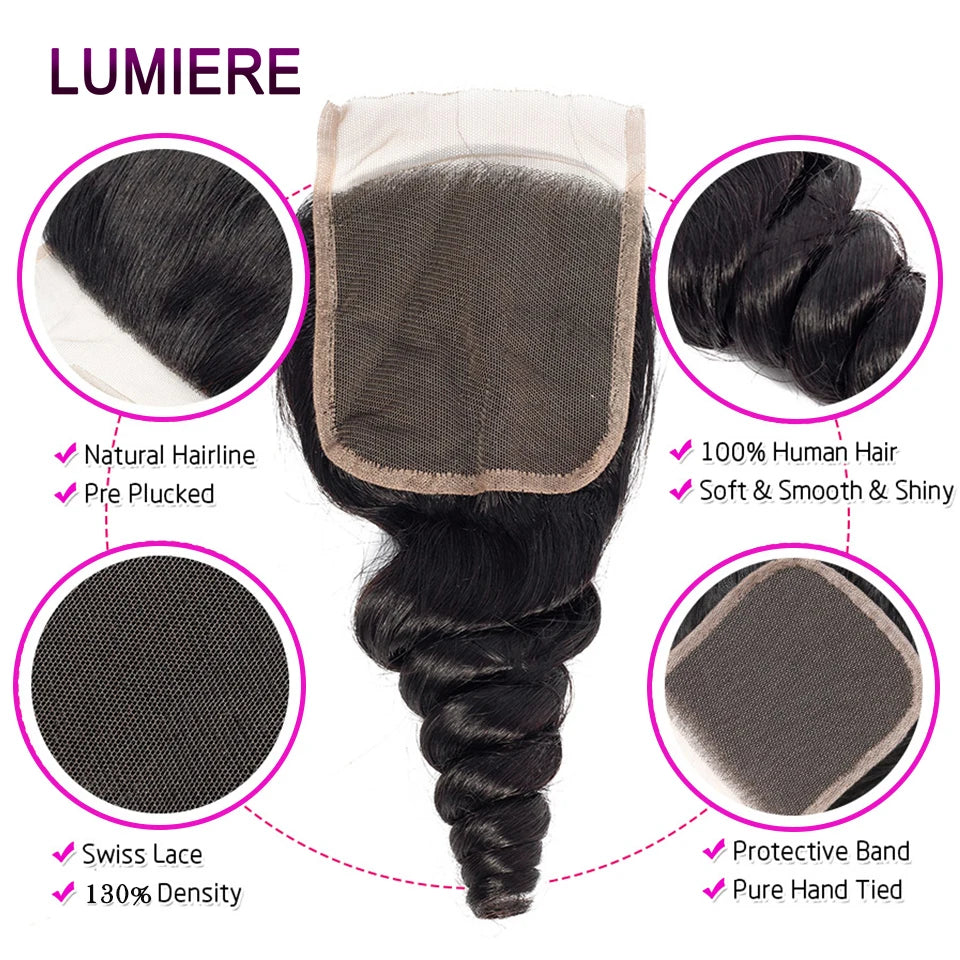 Loose Deep Wave Human Hair Bundles With 5x5 6x6 HD Lace Closure Frontal With Bundles Virgin Raw Hair Weave Hair Extension 8-40"