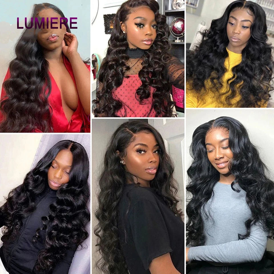 Loose Deep Wave Human Hair Bundles With 5x5 6x6 HD Lace Closure Frontal With Bundles Virgin Raw Hair Weave Hair Extension 8-40"
