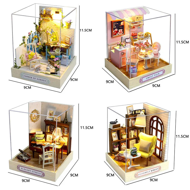 Kids Wooden Miniature Dollhouses Kit