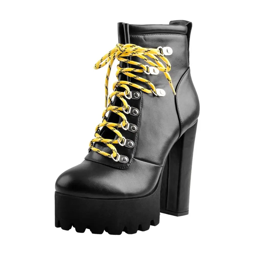 Platform Lace Up Ankle Boots