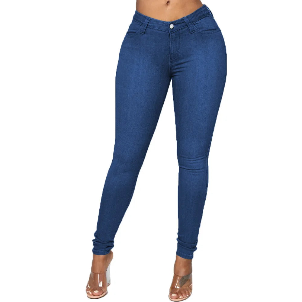 High Waist Stretch Skinny Pencil Jeans