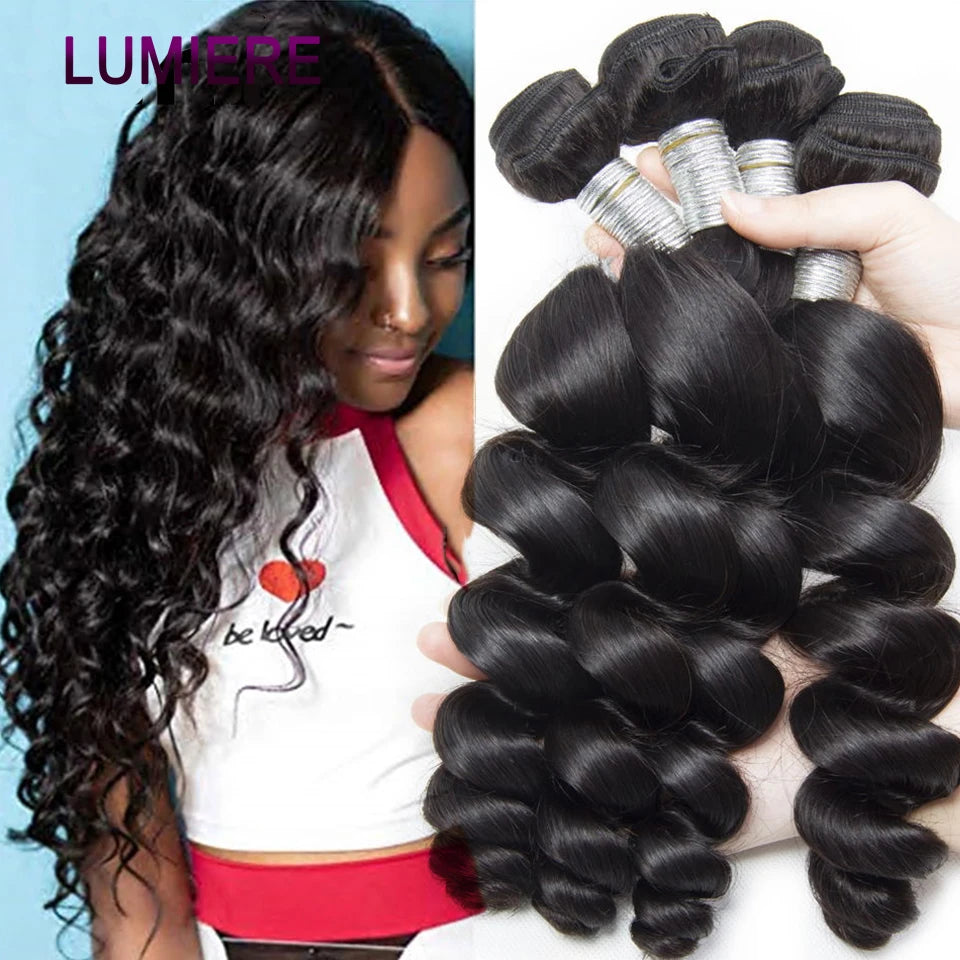 Loose Deep Wave Human Hair Bundles With 5x5 6x6 HD Lace Closure Frontal With Bundles Virgin Raw Hair Weave Hair Extension 8-40"