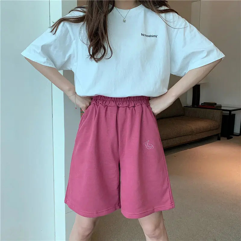 Elastic Waist Casual Shorts