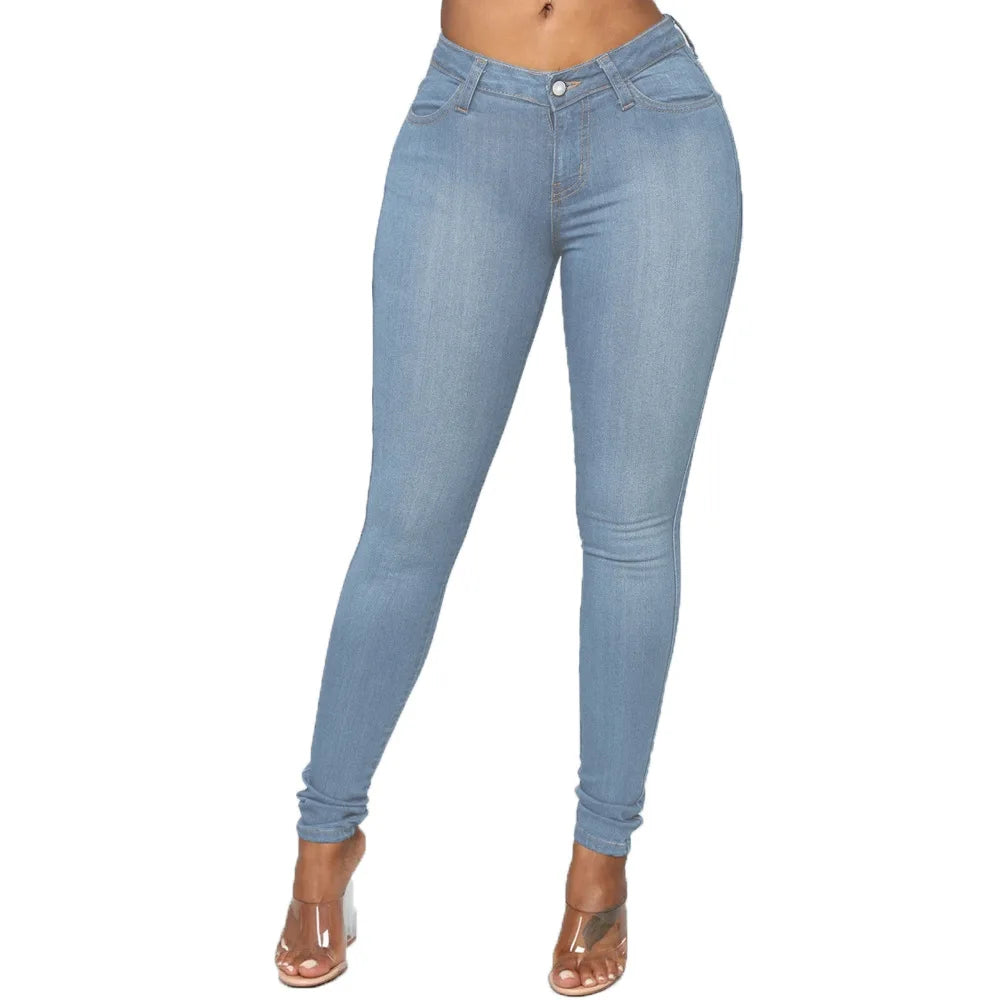 High Waist Stretch Skinny Pencil Jeans