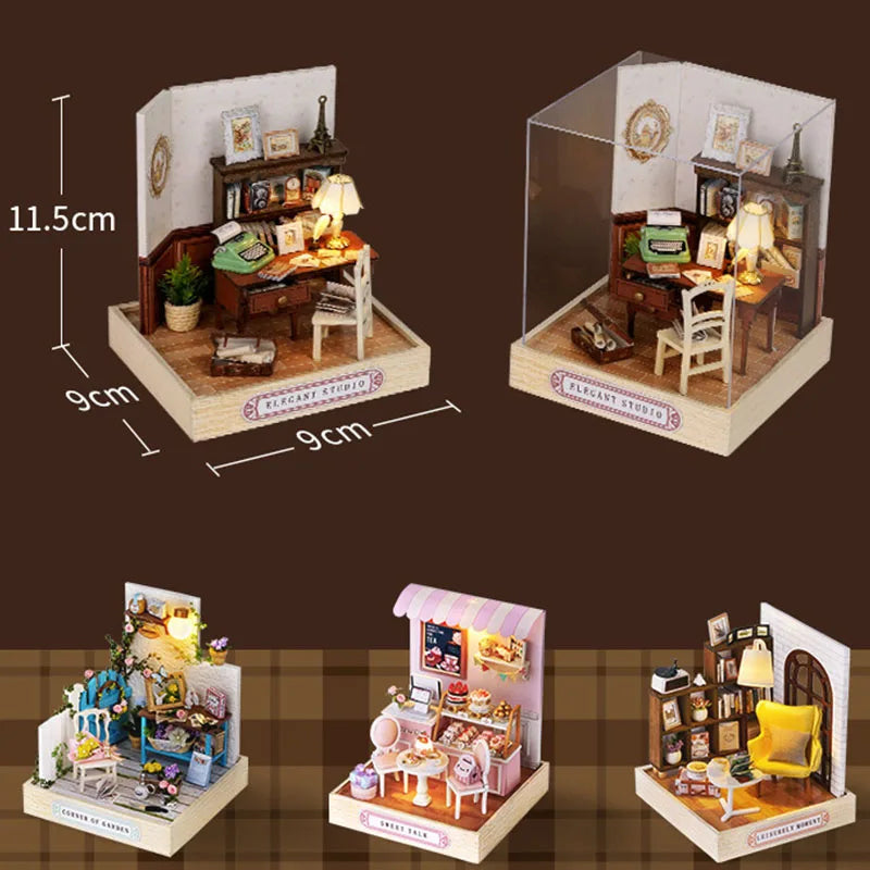 Kids Wooden Miniature Dollhouses Kit
