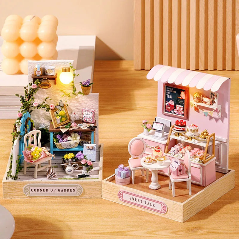 Kids Wooden Miniature Dollhouses Kit