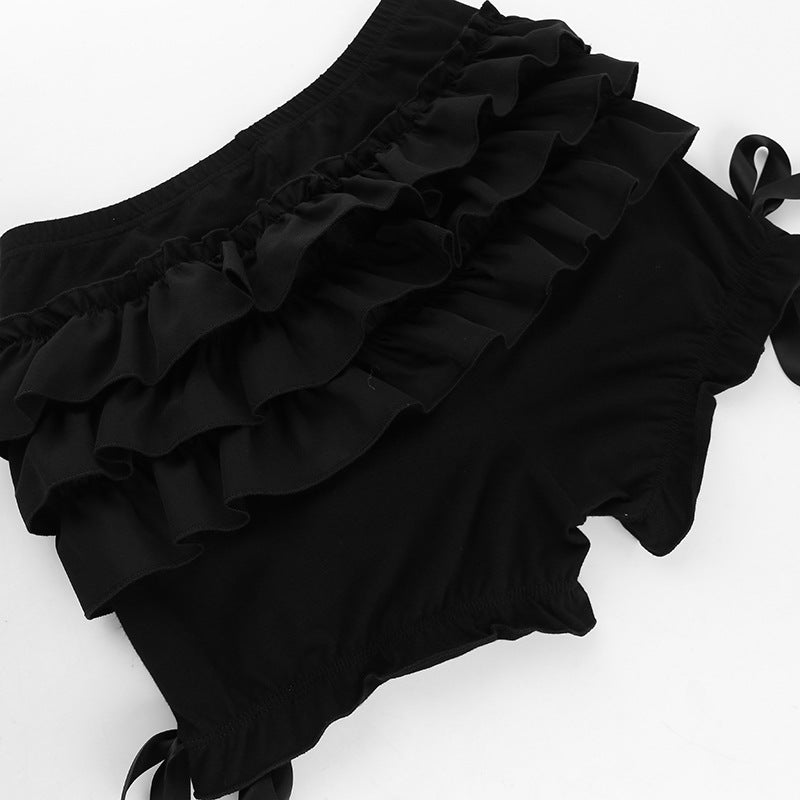 Black Ruffled Shorts