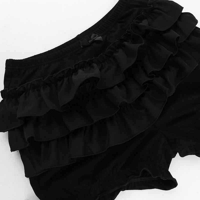 Black Ruffled Shorts
