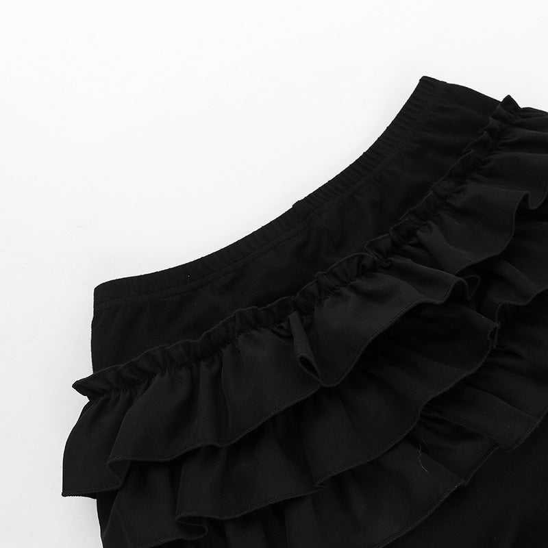 Black Ruffled Shorts