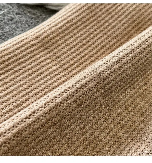 Zipper Hooded Slim Fit Knitted Sweatshirt Set