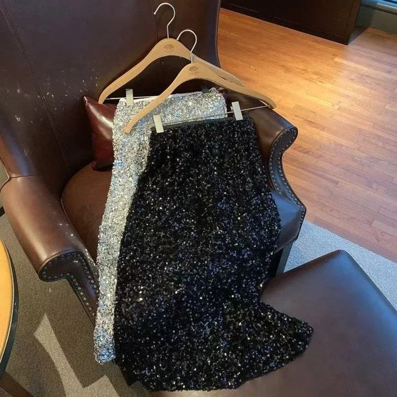 Sequin Decorate Midi Skirt