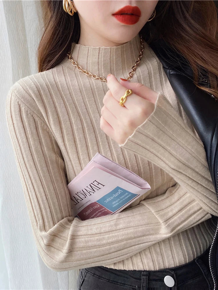 Knitted Ribbed Turtleneck Sweater