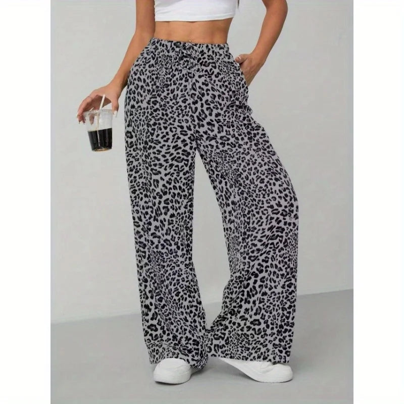 Leopard Print Straight Leg Pants