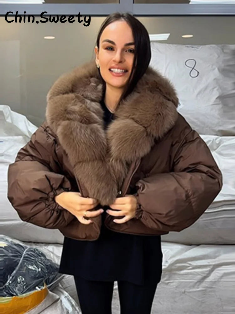 Street Faux Fur Collar Cropped Coat