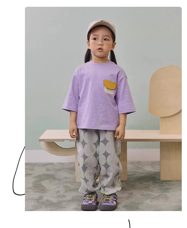 Kids Printed Mosquito-Repellent Pants Summer Boys Girls Pure Cotton Breathable Elastic Cuff Trousers for Baby Toddler Outdoor