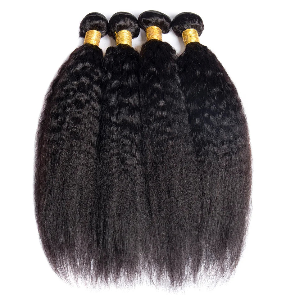 Peruvian Yaki Straight Hair Bundles 100% Human Hair Extensions Kinky Straight Virgin Hair Weave Bundles Deal Double Weft Bulk