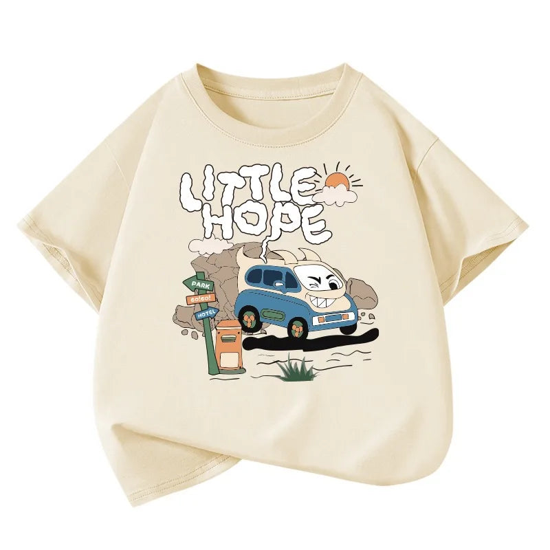 1pcs Summer Boys Car Cartoon Tees Fashion Tops Childrens Short Sleeve Clothes Printed Pattern T-shirts Child Loose Casual Tshirt