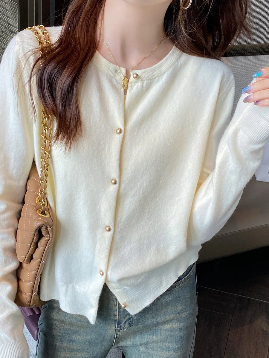 Solid Color Knitted Cardigan