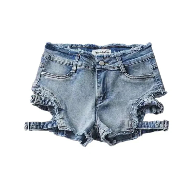 Hollow Out Denim Shorts