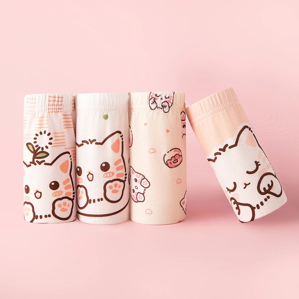 4PCS/set Girl Underwear Cotton Cute Cartoon Pet Cat Children Shorts Cute Lovely Underpants Soft Little Girls Kids Boxer Panties