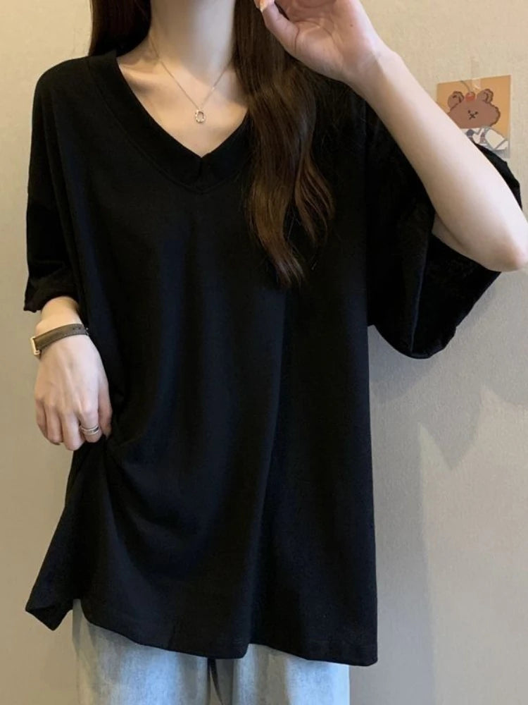 Loose Casual V-Neck Short Sleeve T-Shirt