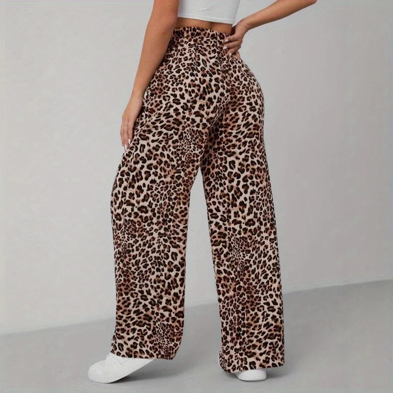 Leopard Print Straight Leg Pants