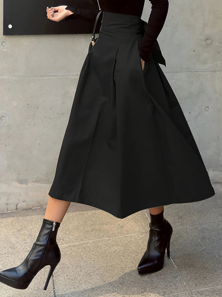 Solid A-line Skirt