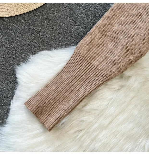 Zipper Hooded Slim Fit Knitted Sweatshirt Set