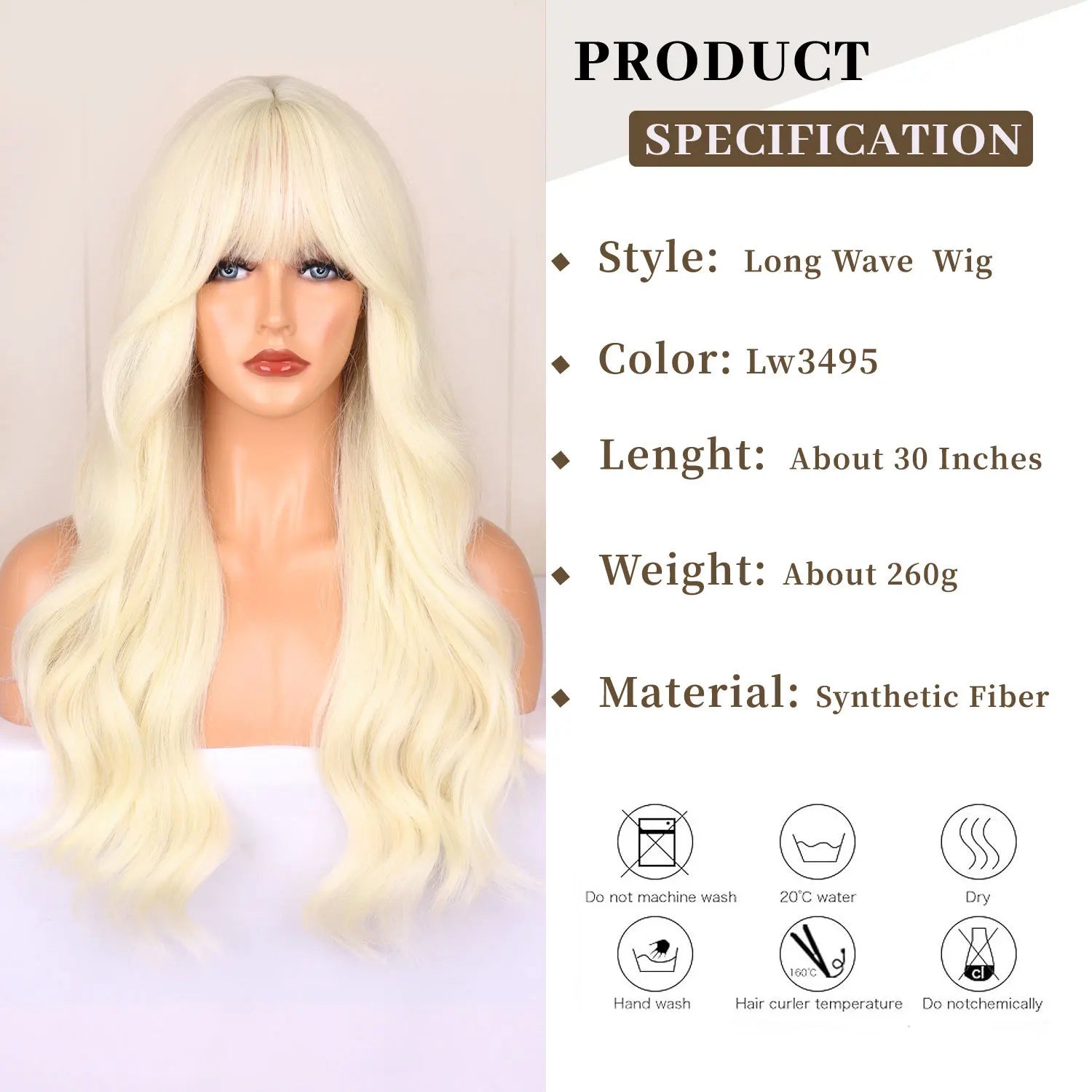 Light Golden Synthetic Wig