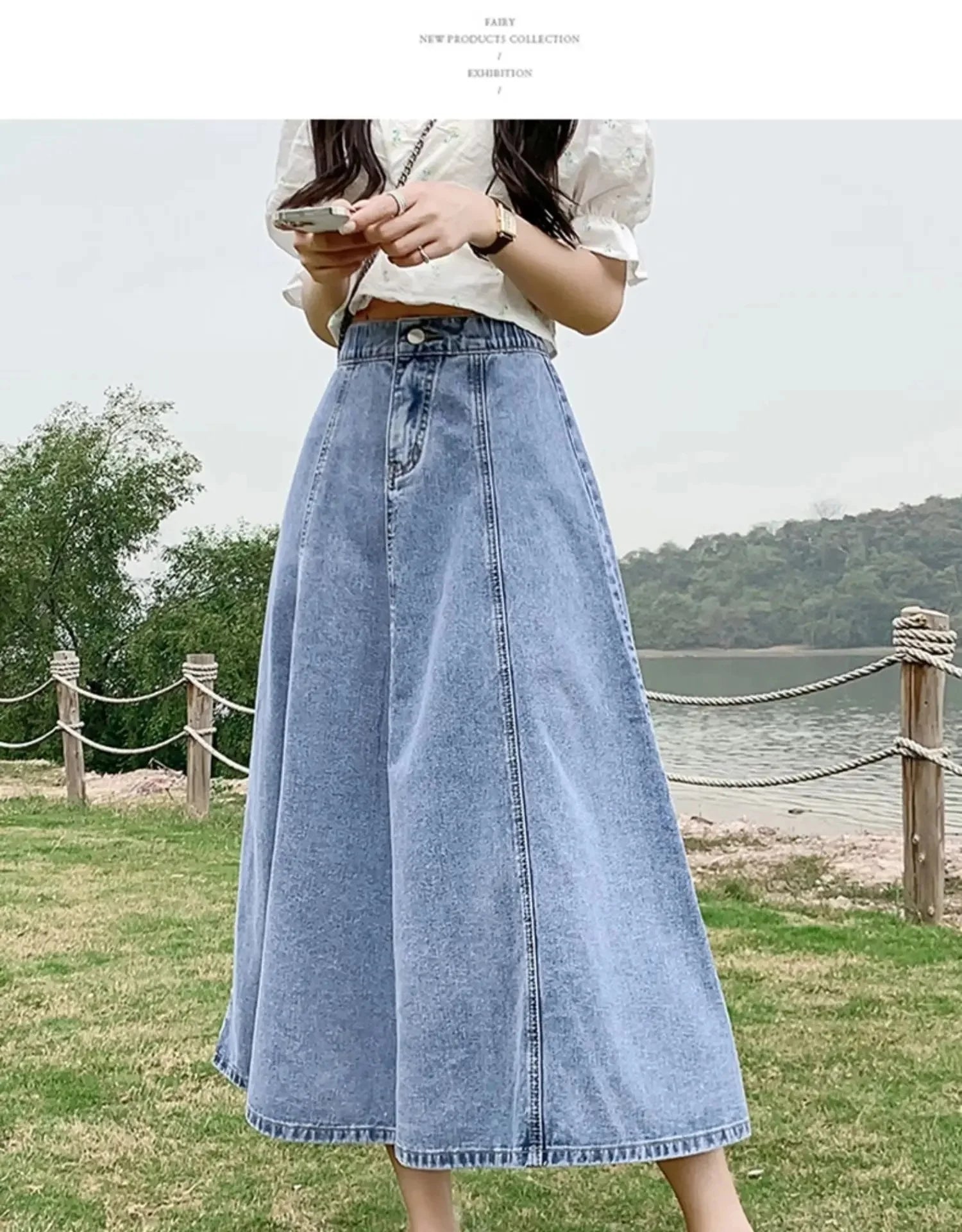 High-Waisted Jean Skirt