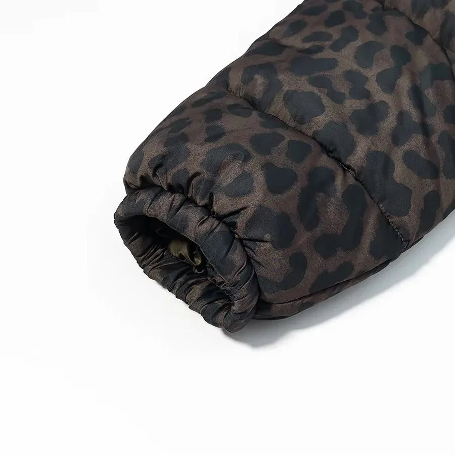 Leopard Print Down Cotton-Padded Jacket