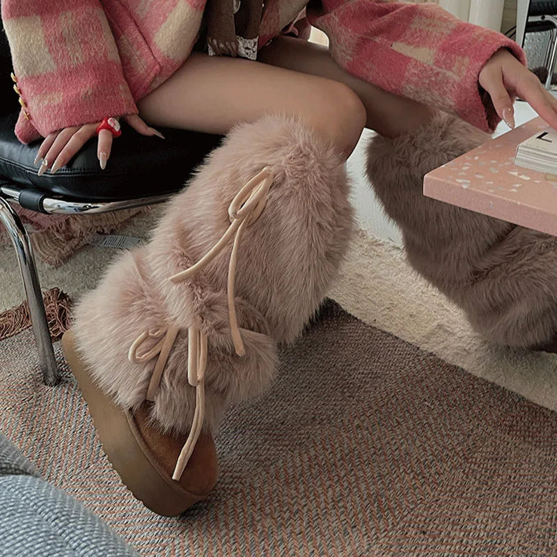 Faux Rabbit Fur Leg Warmers
