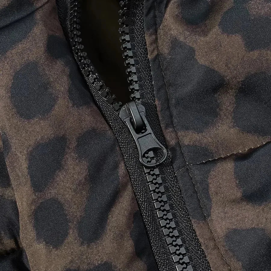 Leopard Print Down Cotton-Padded Jacket
