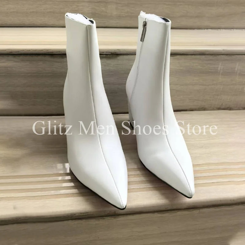 Pointed Chunky Heel Boots