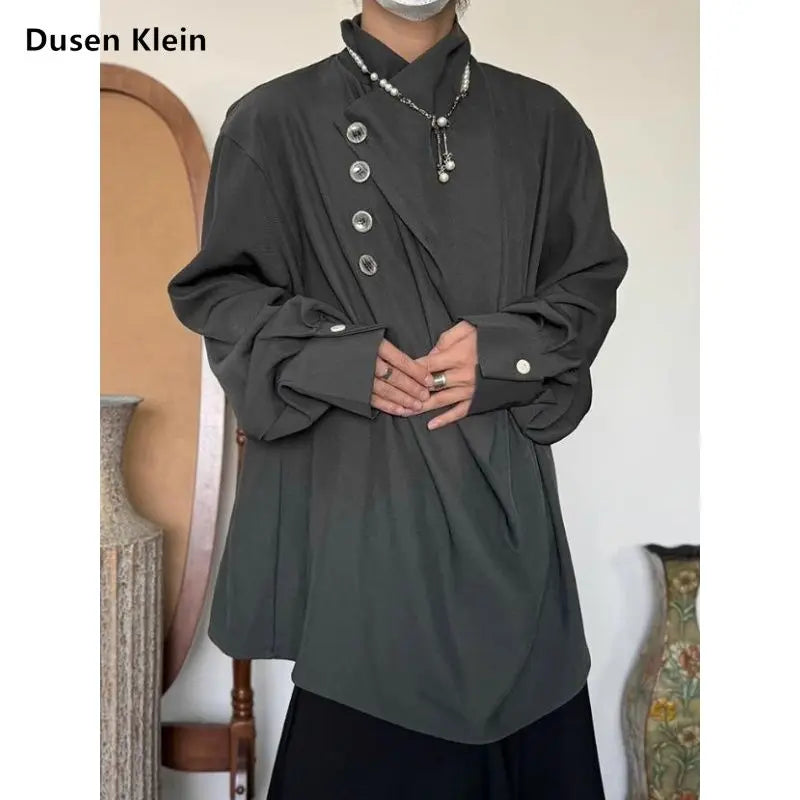 Long-Sleeved Irregular Loose Casual Shirt