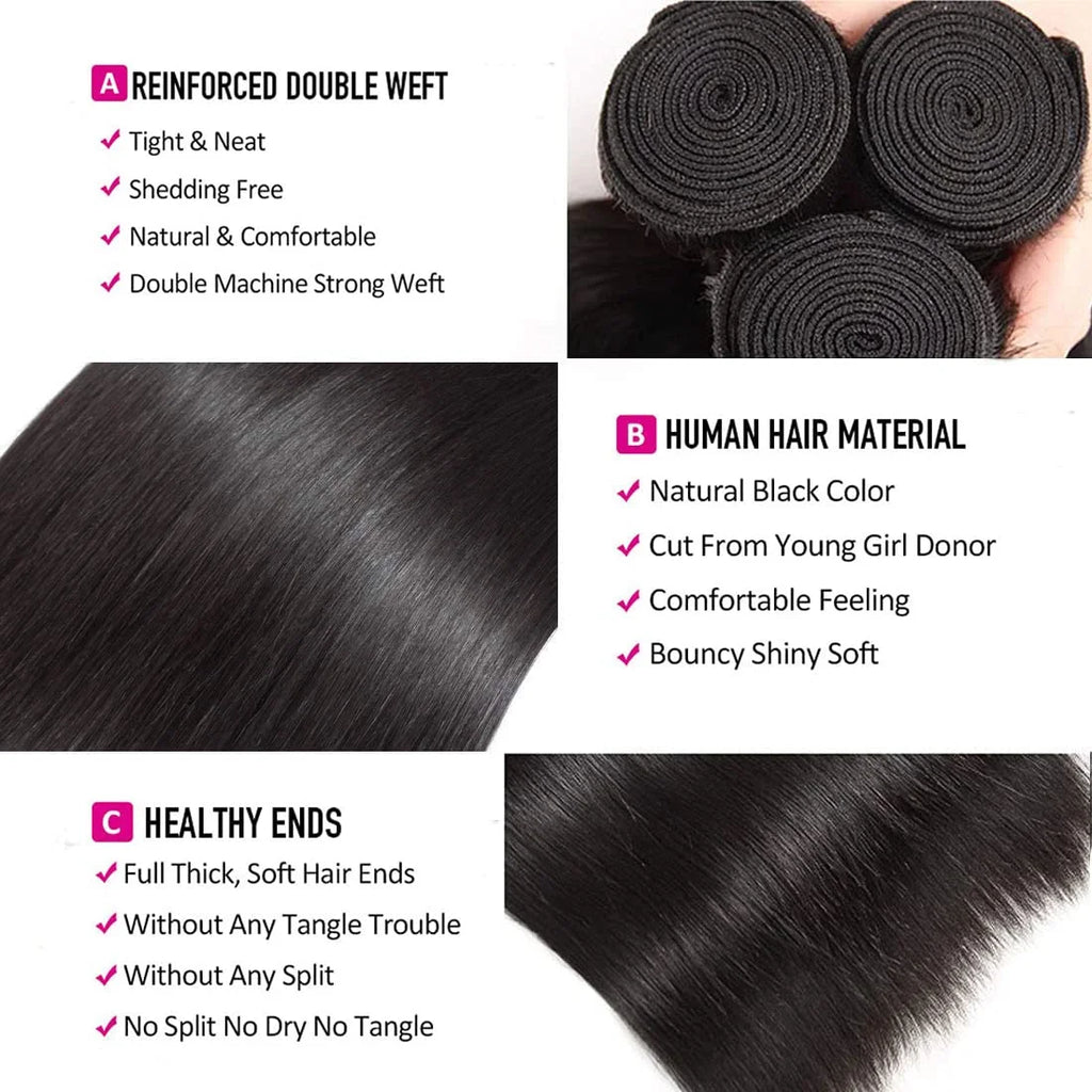 10A Brazilian Straight Human Hair Bundles