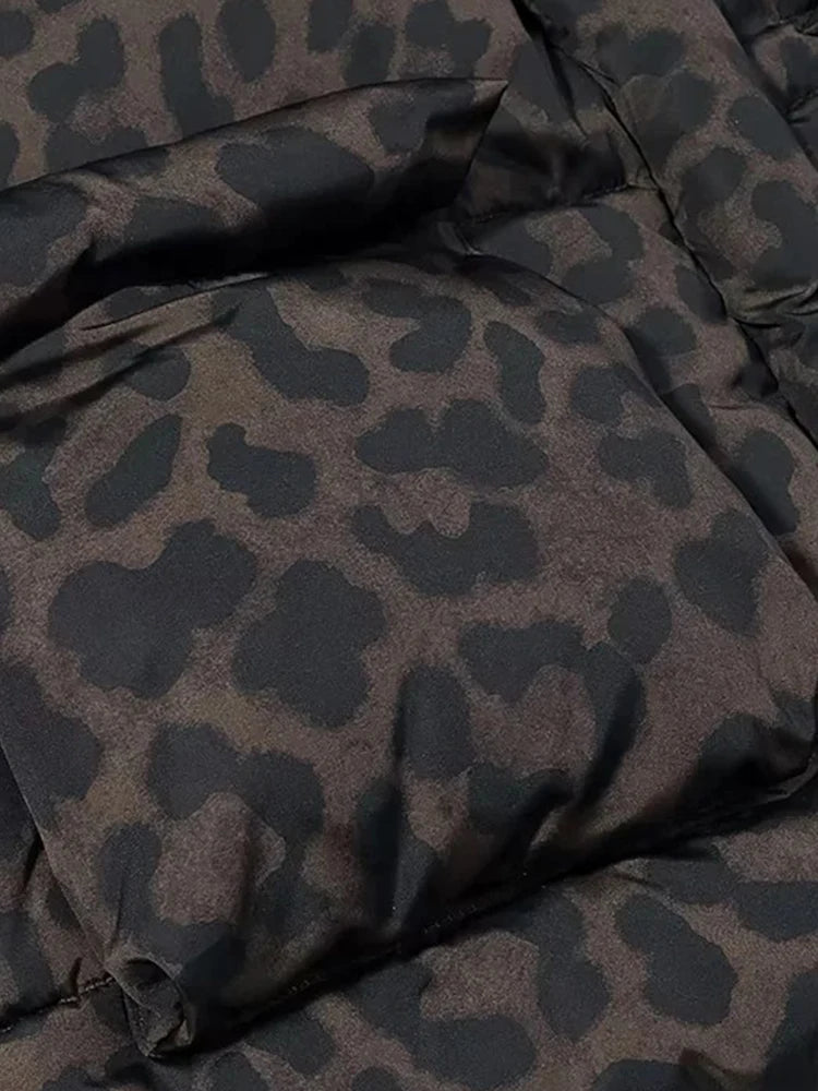 Leopard Print Down Cotton-Padded Jacket