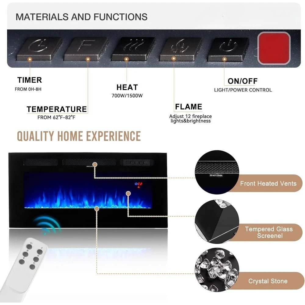 36in Electric Fireplace