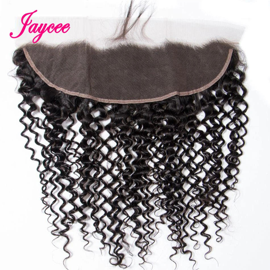 15A Malaysian Hair Bundles With Frontal Kinky Curly Bundles With Frontal 13x4 Ear to Ear Lace Frontal Human Hair Weave Extension