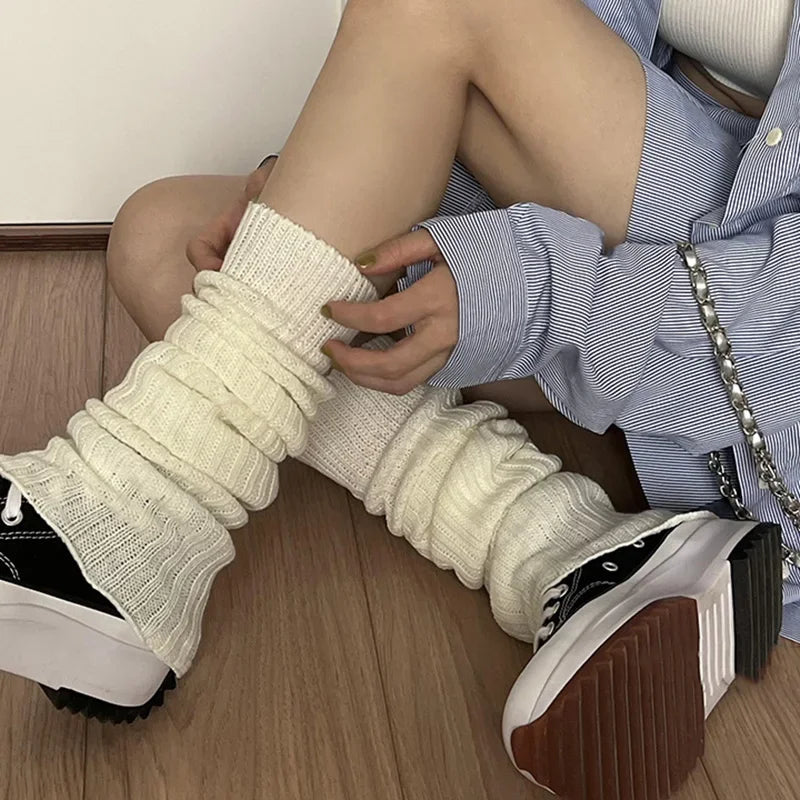 2025 Spring Lolita Leg Warmers Socks Female Knitted Warm Foot Cover Women Warmer Lady Autumn Crochet Heap Heap Socks Boot Cuffs