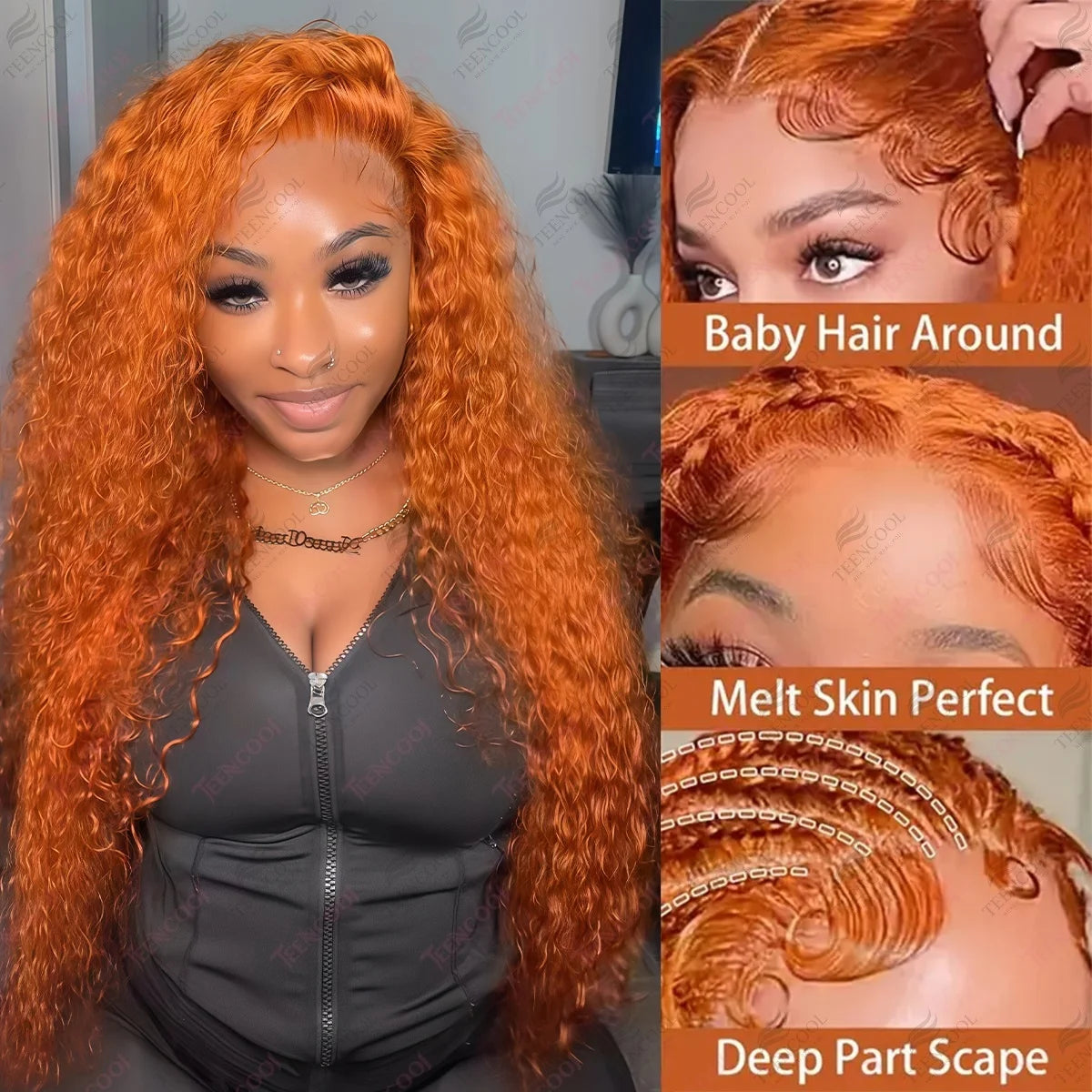 Deep Wave Ginger Lace Front Wig